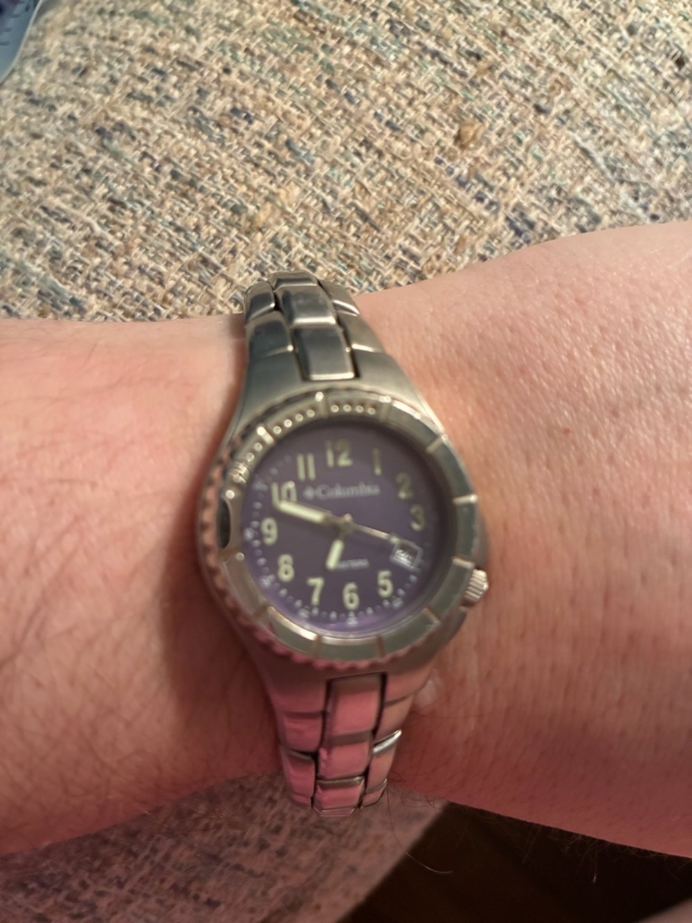 Columbia Silver Watch with Purple Dial
